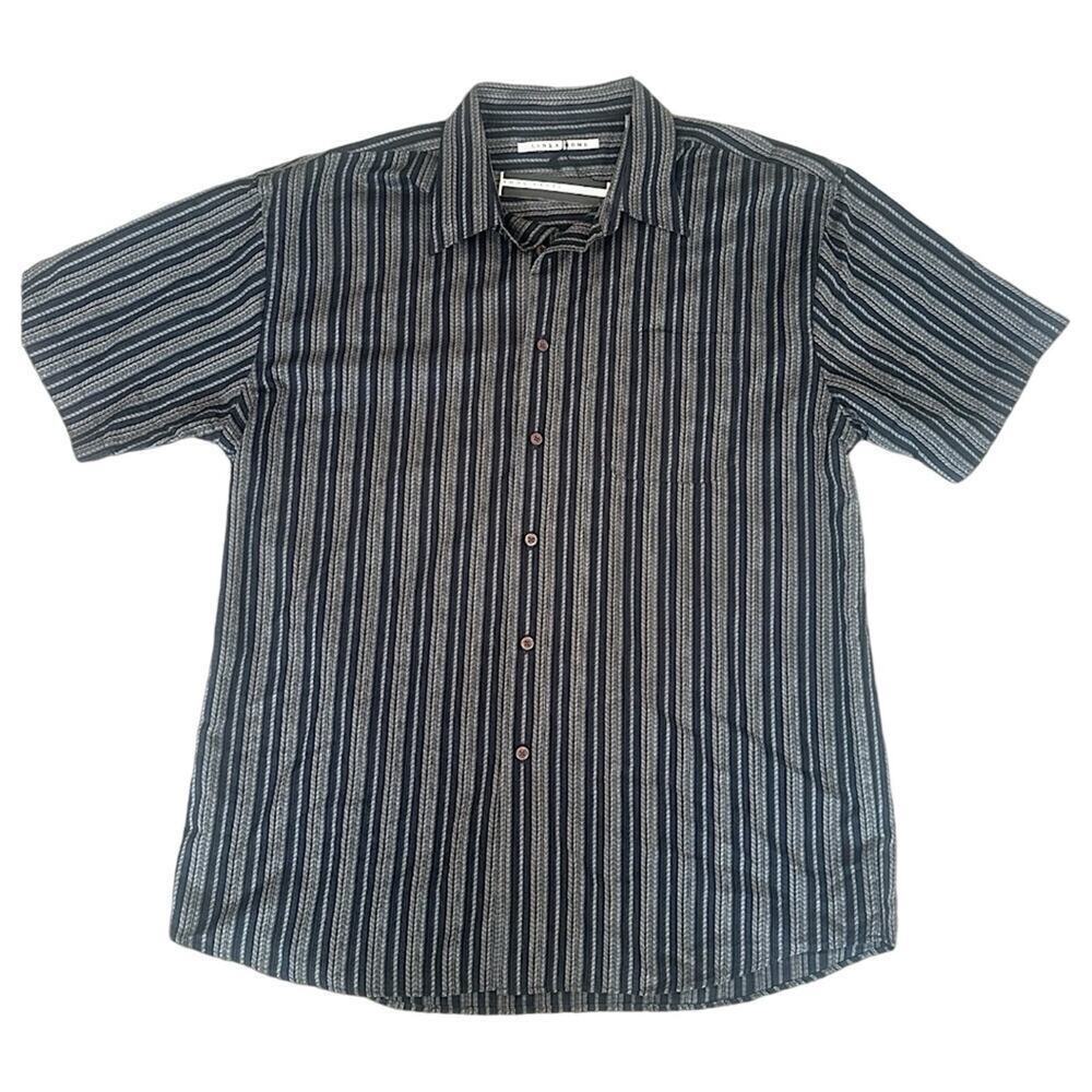 Linea Dome Men's Striped Short Sleeve Button-Up Dress Shirt - NWT XL